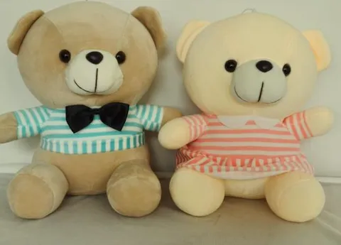 Peluche Osito con Remera Rayada 30cm
