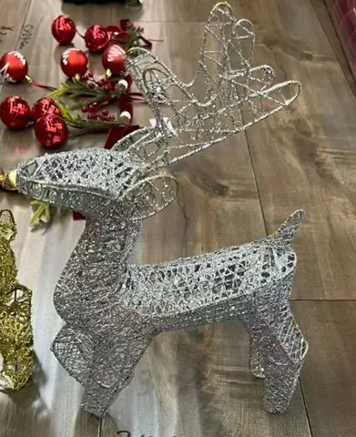 Reno Navideño Calado con Brillos 35cm