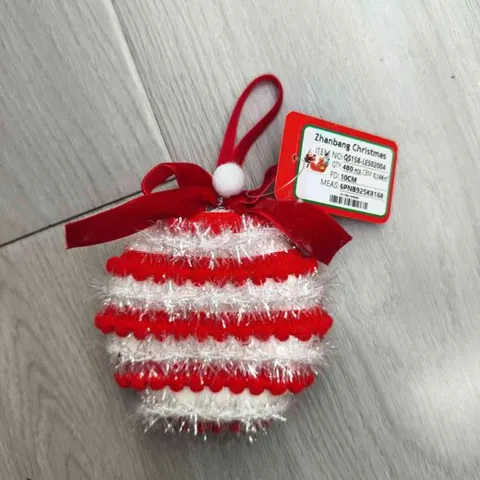 Bola Navideña Achatada Rayada 10cm