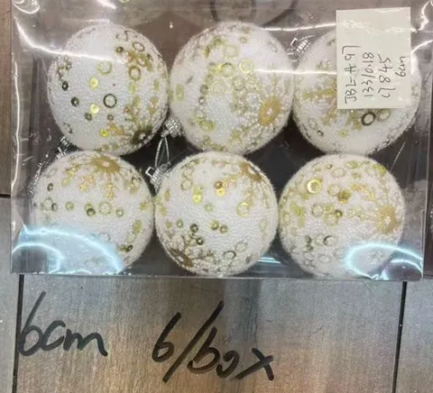 Bola Navideña 6cm x6 Blanca con Dorado