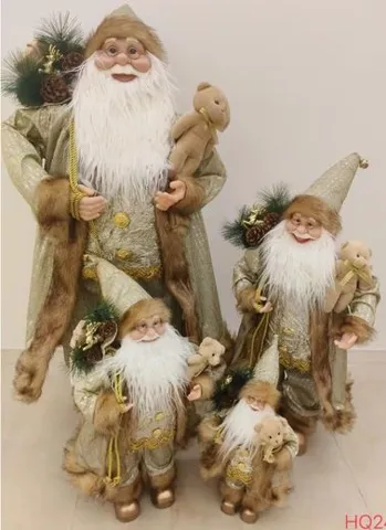 Papá Noel Dorado con Osito 90cm