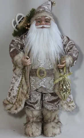 Papá Noel Beige con Adorno Dorado 90cm