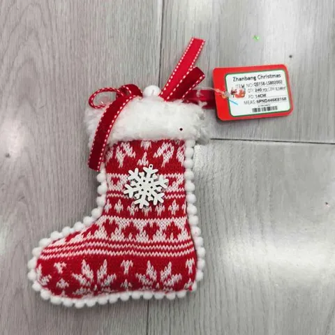 Bota Navideña Roja y Blanca con Copo de Nieve 14cm
