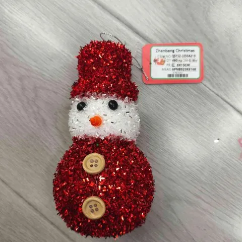 Muñeco de Nieve Rojo Brillante con Botones 8x15cm