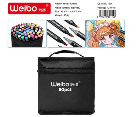 Marcadores x80 Colores con Estuche
