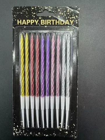 Velas Estriadas Cumpleaños 10 Piezas